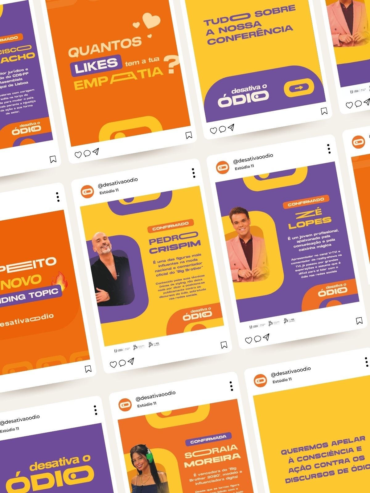 Grelha de posts variados da campanha