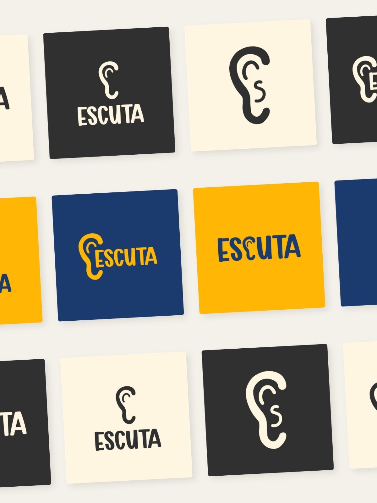 Detalhe do símbolo — orelha estilizada fundida com a letra C
